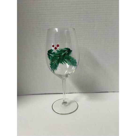 Hand painted Christmas wine glass - Picture 1 of 2